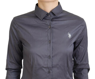 US POLO ASSN. Сив горнище с дълги ръкави с яка