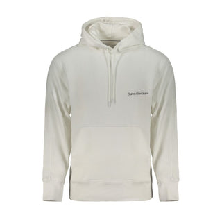 Calvin Klein White Cotton Men Sweater with Hood