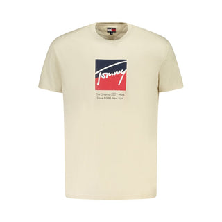 Tommy Hilfiger Beige Cotton Men T-Shirt